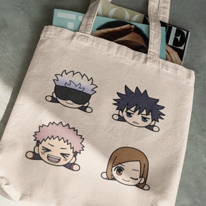 Jujutsu Kaisen Tote Bag - JJK Characters Anime Bag - Anime Merch - Eco Tote Bag - Anime Lover Gift - Gojo Satoru/Itadori Yuji