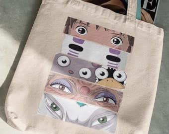 Spirited Away Eyes Tote Bag - Studio Ghibli Bag - Anime Bag - Anime Merch - Anime Lover Gift - Gift For Her Kiki Haku No Face