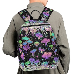 Dark Cottagecore Mushroom bag Lightweight Casual Backpack boho cottagecore bag, goblincore aesthetic Back to School Everyday Bag
