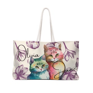 Personalized Cat Mom Tote Bag Custom Cat Name Gift Cute Kitty Tote for Cat Lovers Animal Lover Gift Custom Pet Tote Bag Unique Cat Mom Gift