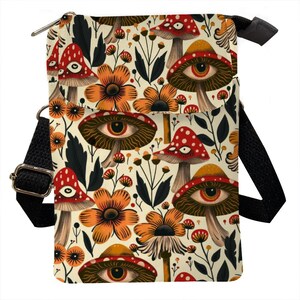 Portefeuille pour téléphone portable champignon Portefeuilles pour femmes Sacs à bandoulière Portefeuille bohème Halloween Petits sacs à main à bandoulière Pochette pour téléphone porte-cartes à bandoulière