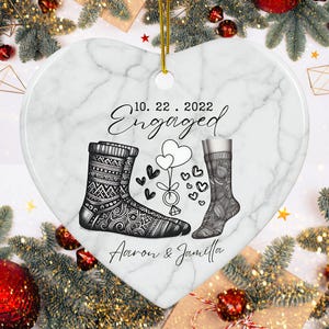 Gepersonaliseerde paren namen kerstornament cadeau aangepast nieuw paar eerste vakantie samen glazen ornament hart keramisch ornament
