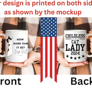 Cat Lady for Harris 2024 Election Mug Funny Kamala Harris Supporter Gift Feminist Democrat Funny Political Cup Childless Cat Lady Gift