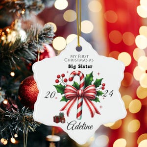 Custom Name Christmas ornaments For Promoted To Big Sister Personalized Xmas Ormanent Celabrating New born First 1st Christmas As Big Sister
