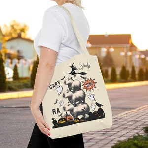 Capy-boo-ra Spooky Halloween Gifts For Her Cute Capybara reusable shopping Tote Bag Pet lover Halloween Pet Capy Design Boo-ra Theme