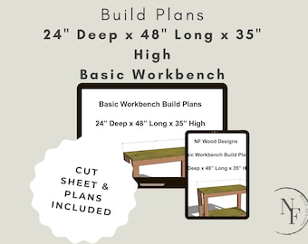 Workbench Build Plans, How To, Building Instructions, 24" x 48" Work Bench, Home DIY Workbench, Woodworking Plans, Woodworking Build Plans