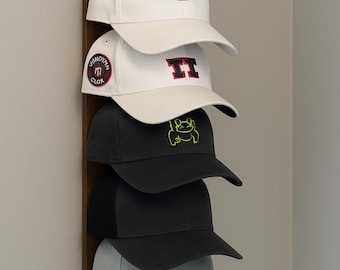 Handmade Wood Baseball Hat Rack | Wall Mounted | 8 Finishes | Sports Decor | Father's Day Gift | Hat Holder | Mancave