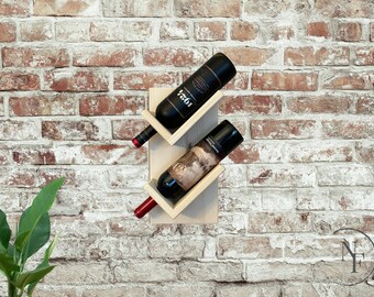 Wine Rack Wall Mounted Wood Gray Decor Kitchen Dining Room Wine Gift Wine Holder Etsy