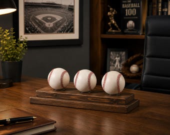 FREE SHIPPING | Handmade Wood Countertop Baseball Display | 3 5 7 Balls | 8 Finishes | Coaches Gift | Father's Day