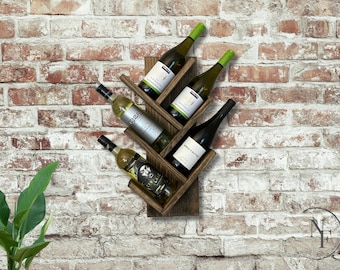 Wine Rack, Wine Bottle, Homemade Gift, Decor, Knotty Pine, Easy Install, Wall Mounted, 5 Wine Bottles