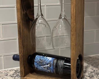 Wine Bottle Holder with Glasses