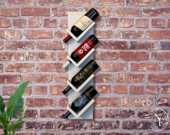 Wine Rack, Wall Mounted, Wood, Gray, Decor, Kitchen, Dining Room, Wine, Gift, Wine Holder, Painted, Solid Color