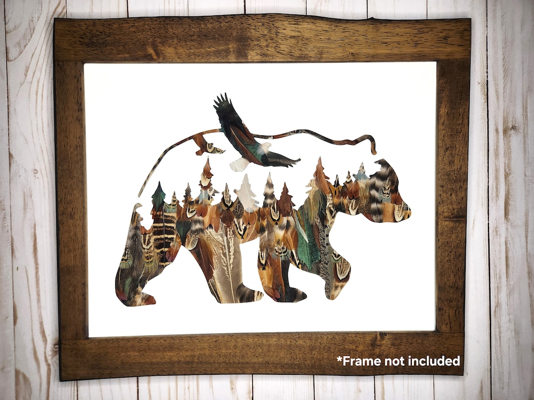 Wildlife Feather Art, Wildlife Silhouette Art, Wildlife Rustic Cabin ...