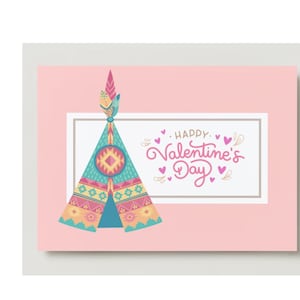 Carte 5x7 pour la Saint-Valentin sur le thème amérindien/autochtone