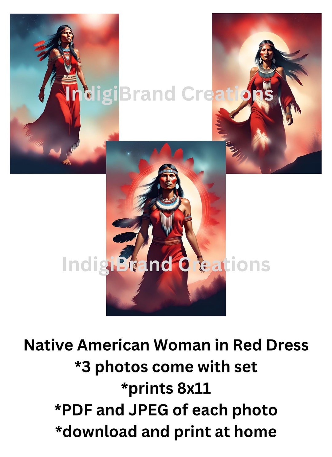 Native American Woman in Red Dress 8x10 Digital Print - Etsy