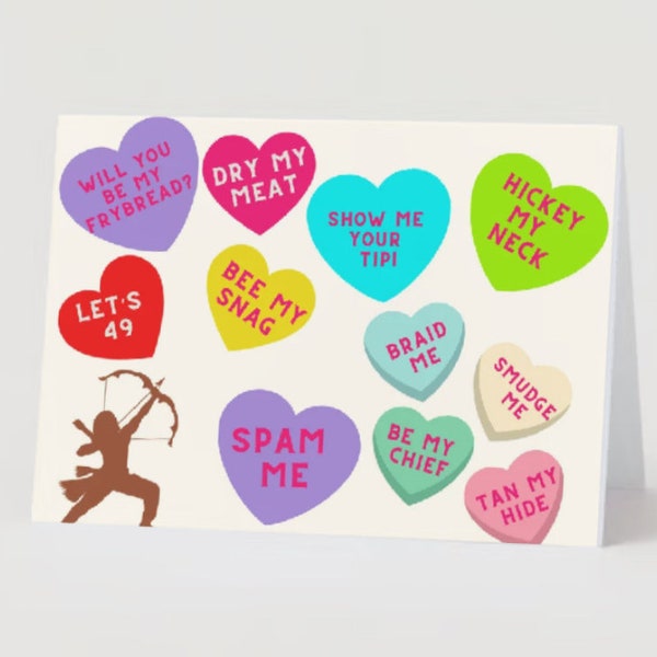 Native American Conversation Heart Valentine's Day Card Digital Print