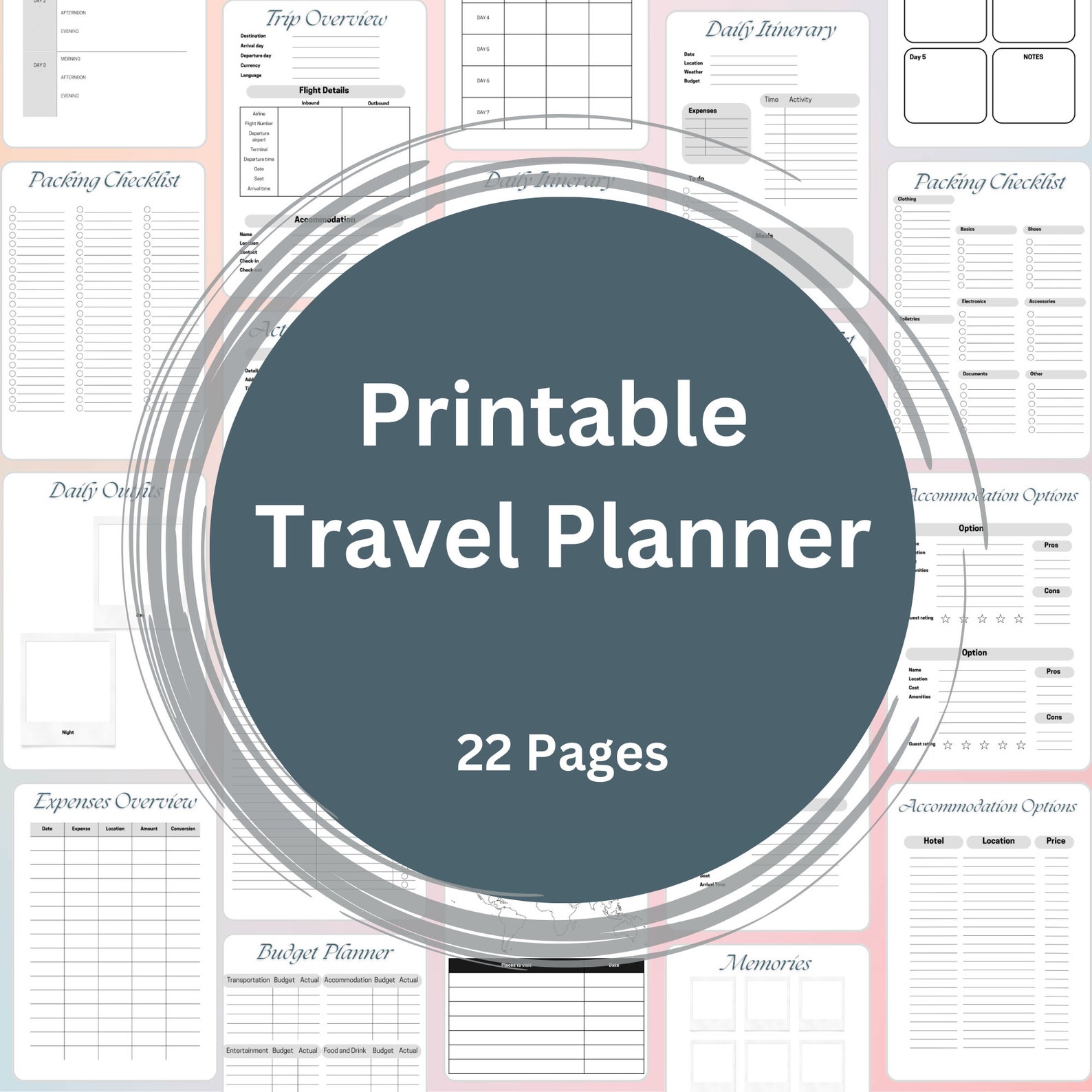 Complete Printable Travel Planner, Travel Itinerary, Travel Journal ...