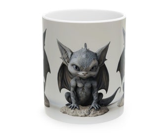 Gargoyle Coffee Mug - Cute Stone Creature Design, Fantasy Gothic Art Cup, Mythical Guardian for Your Brew - Tiny Legends Collection