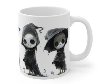 Chibi Necromancer Mug - Cute Dark Mage 11oz Cup, Fantasy RPG Lover&#39;s Brew, DnD Diaper League