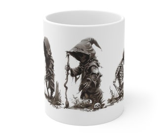 Mystic Necromancer Warlock Mug - Enchanted 11oz Beverage Vessel for Fantasy Gamers, DnD Diaper League