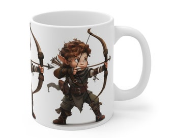 Half-Elf Ranger Mug, Archery Scout Cup, Forest Guardian, DnD Diaper League, Fantasy Coffee Mug for RPG Fans
