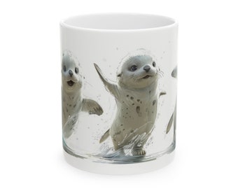 Selkie Mug - Adorable Seal Pup Coffee Cup, Fantasy Gift for Ocean Lovers and Mythology Fans, Playful Selkie Design - Tiny Legends
