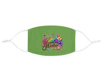 Healthcare Worker Fabric Face Mask | Colorful Stethoscope Hearts Design