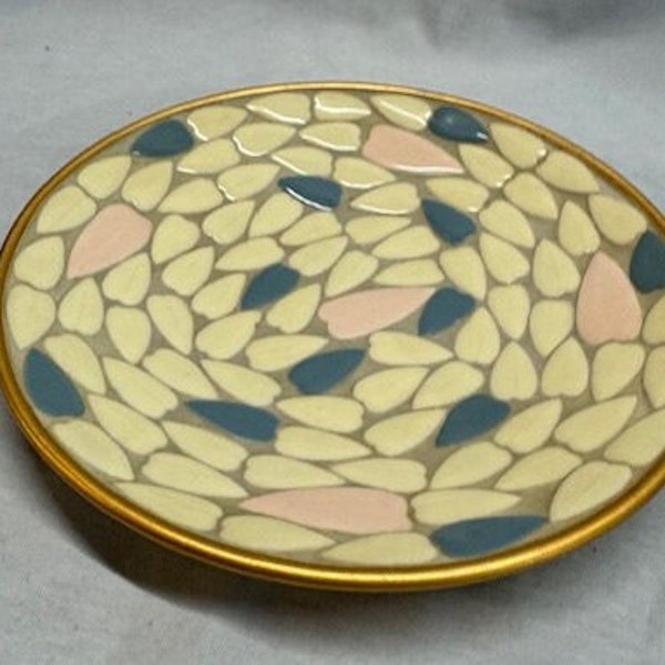 Vintage Mosaic Tiled Ceramic Plate Bowl 1960s Nevco - Made in Japan!  Rare Find!