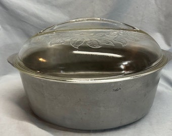 Vintage Household Institute Aluminum Dutch Oven Roaster w/Glass Lid