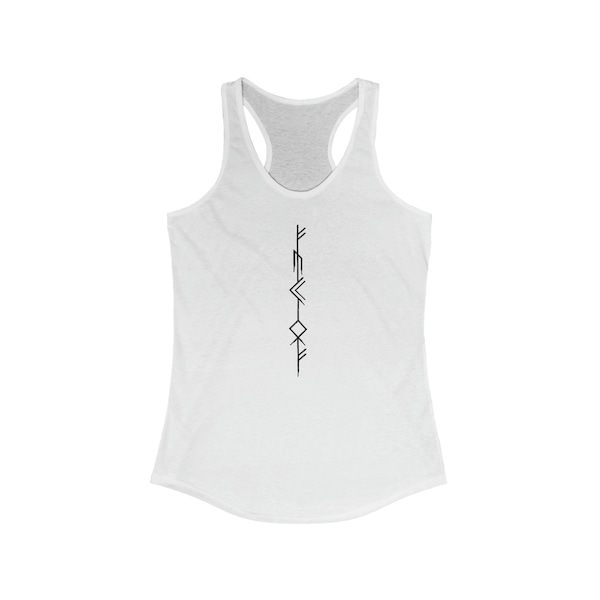 Bold Norse Bindrune Tank Top - Edgy Racerback with Viking Runes, Empowering Statement Gym & Yoga Wear