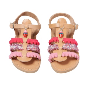Handmade Kids Leather Sandals Pink