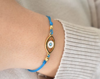 Blauwe armband met het boze oog | 24-karaats vergulde Griekse Mati-armband