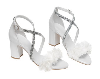 Strappy White Heels for Brides