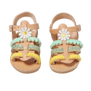 Handmade Girls Leather Sandals Yellow