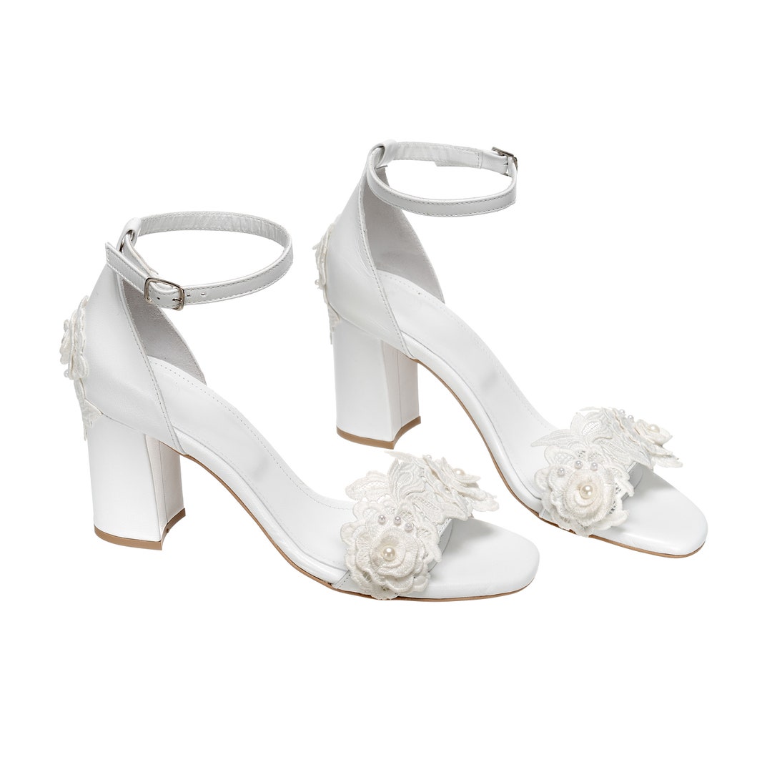 White Wedding Heels for Bride - Etsy