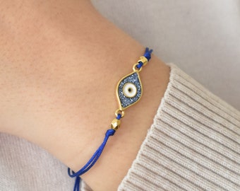 Blauwe armband met het boze oog | 24-karaats vergulde beschermingsarmband
