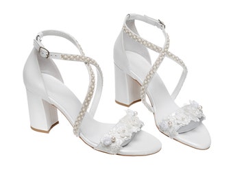 White Block Heels for weddings