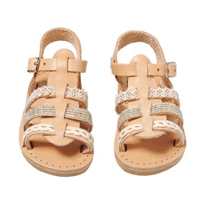 Handmade Girls Leather Sandals Beige
