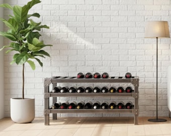 Handmade Industrial Metal Wine Rack – 3-Tier Raw Steel Loft Storage