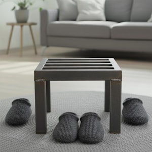 Mesa auxiliar industrial de acero hecha a mano - Mesa de centro minimalista - Muebles de metal personalizados - Mesa auxiliar de acero negro - Decoración minimalista para el hogar