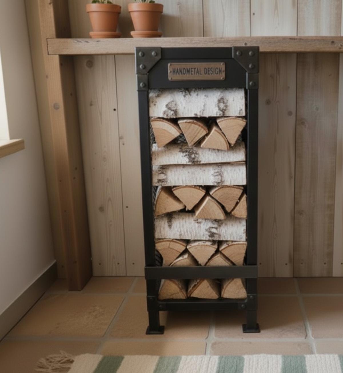 Support à bûches industriel,porte-bûches,rangement à bûches d'intérieur,support à bûches en métal industriel,range-bûches style loft moderne