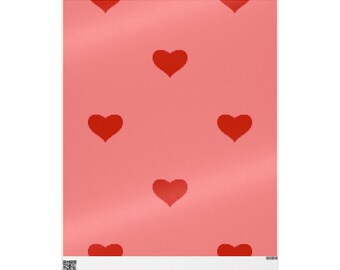 Pixelated Red Hearts Wrapping Paper