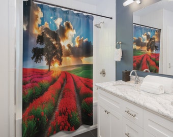 Beautiful Shower Curtains, customized! AI generated, for decoration.