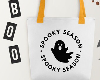Spooky Season Ghost Tote Bag - Halloween Fall Purse