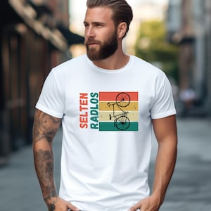 T-Shirt &quot;Rarely Bikeless&quot; – Funny Bicycle Shirt for Cyclists, Gift for Bike Lovers, Retro Style Statement Shirt