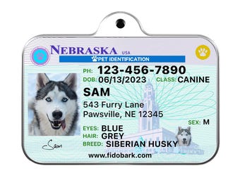Nebraska Driver License Pet ID Tag: Custom Dog Tag