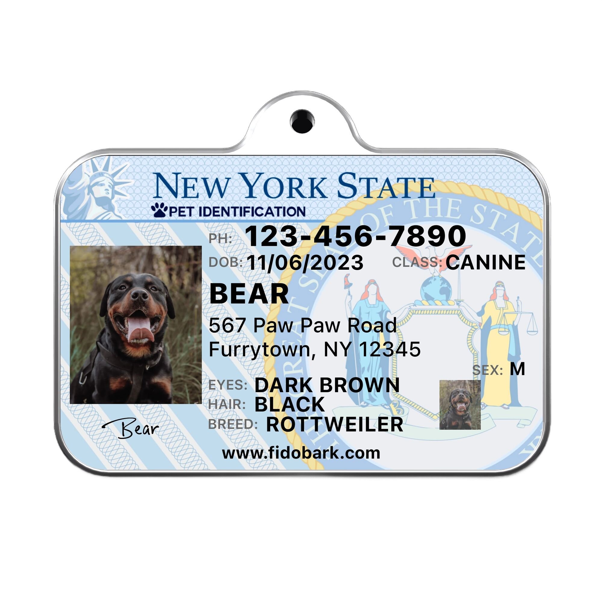 Dog state id tags sales
