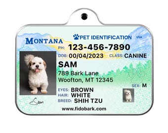 Custom Montana Driver License Pet ID Tag: Durable Aluminum Dog Tag