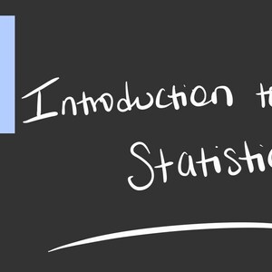 May include: A chalkboard-style graphic with the text "Introduction to Statistics" in white script. A light blue square in the upper left corner contains the words "CHAT STAT CENTRAL" in white. A white line underlines the text.