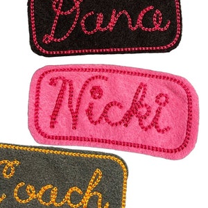 Personalized Chain Stitch Felt Name Patch | Name Badge | Chain Stitch Embroidery | Teacher Appreciation | Vintage Style | Gifts Under 20